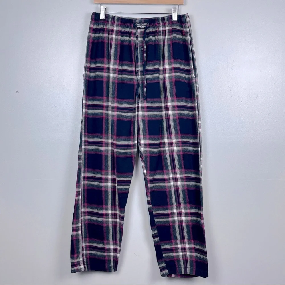 Polo Ralph Lauren 100% Cotton Plaid Drawstring Lounge Pants Size L; Sleepwear